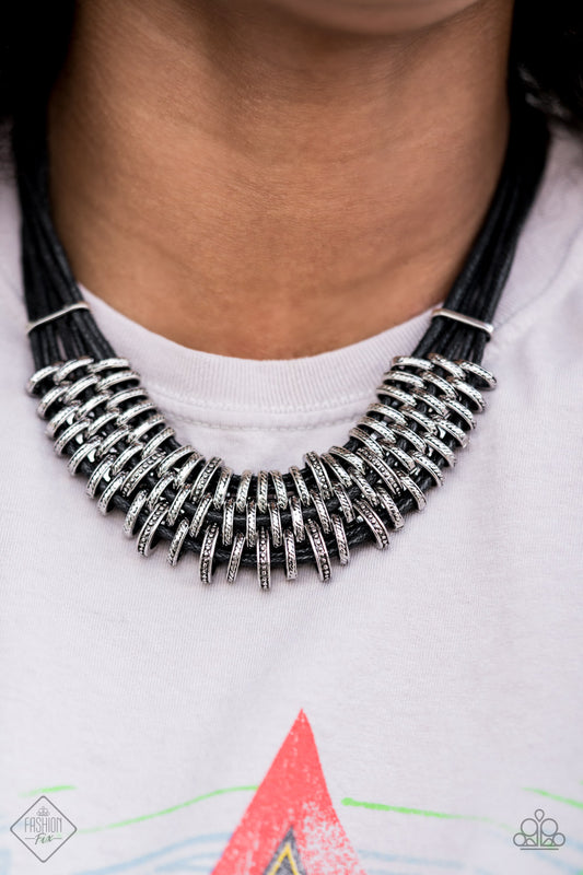 Paparazzi Necklace ~ Lock, Stock, and SPARKLE - Black - Fashion Fix Necklace