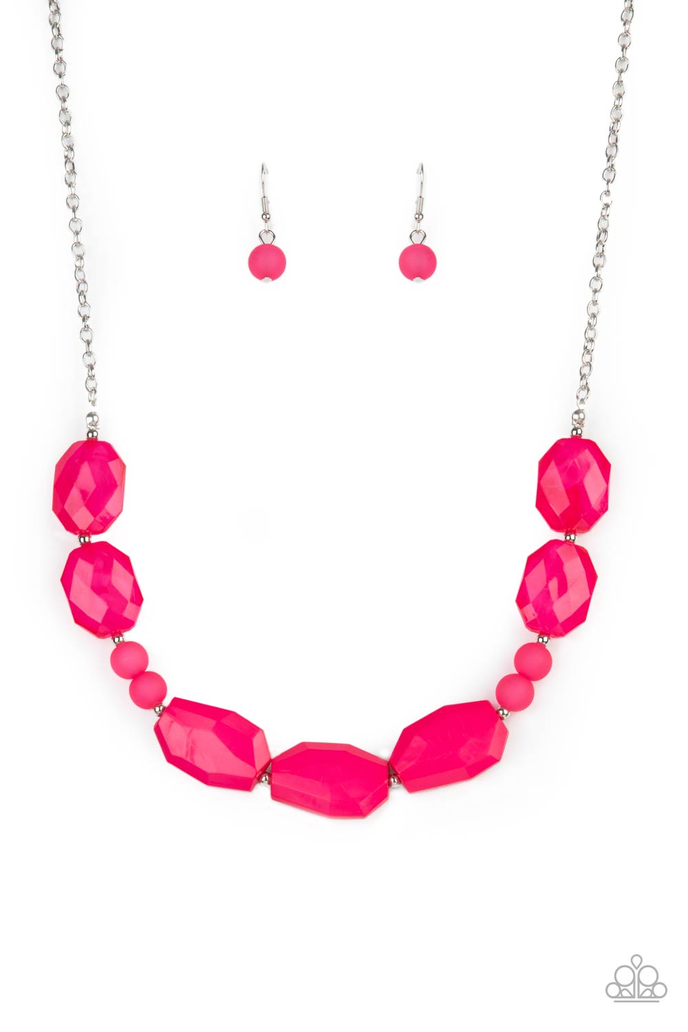 Paparazzi Necklace ~ Melrose Melody - Pink Raspberry Sorbet Beads in invisible wire