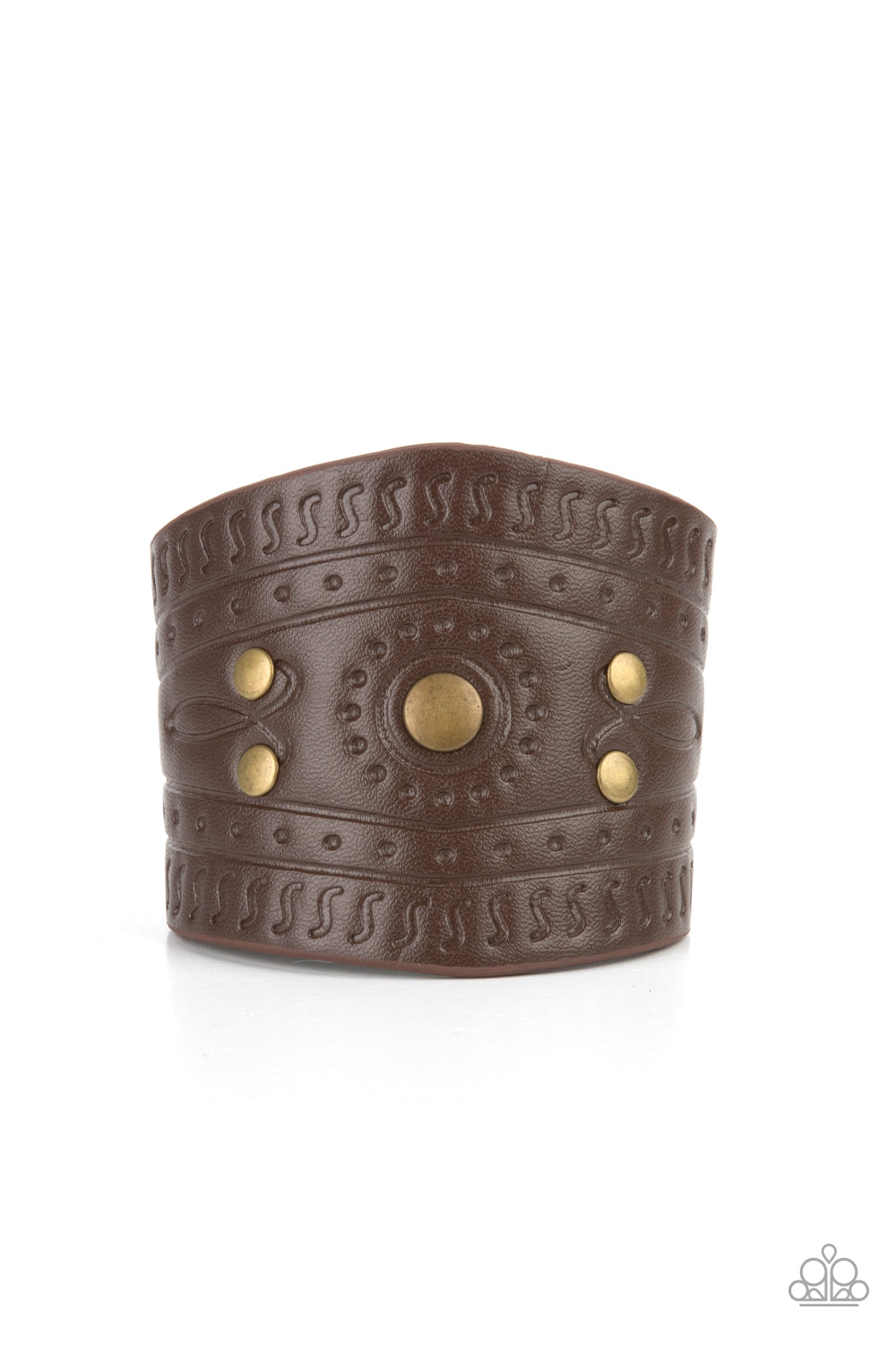 Orange County - Brass Paparazzi Accessories Brown Leather Urban bracelet #9UR-BRXX-042XX