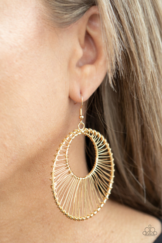 Paparazzi Earring ~ Artisan Applique - Gold Hoop Style Earring