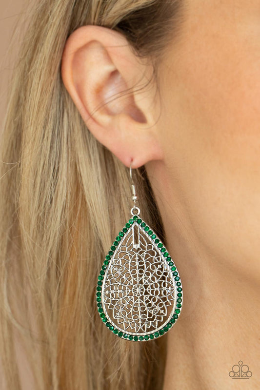 Paparazzi Earring ~ Fleur de Fantasy - Green