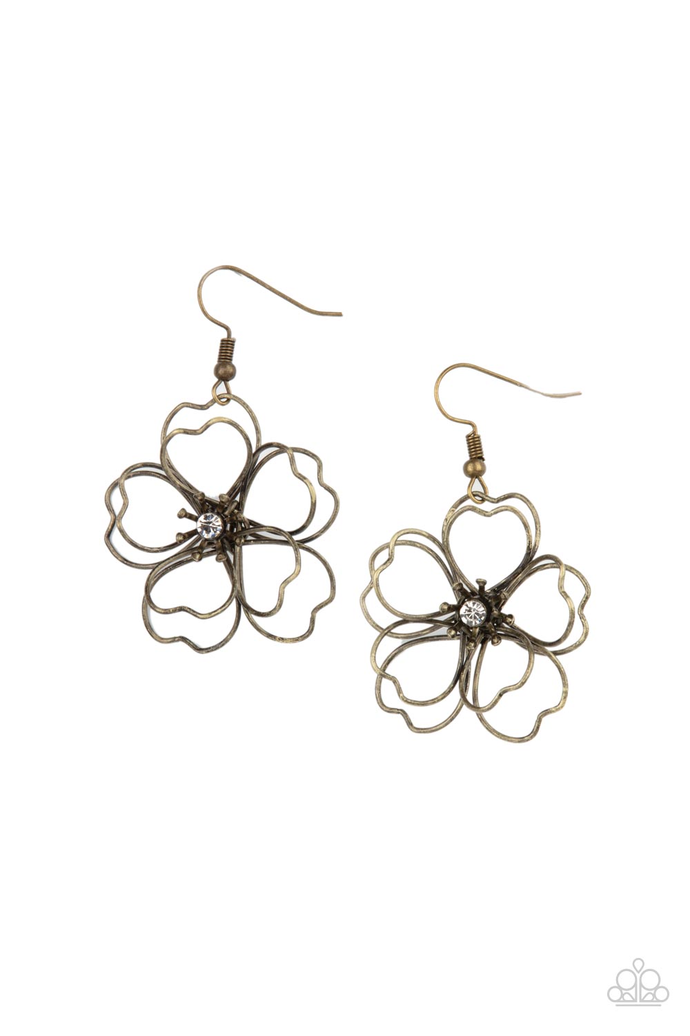 Paparazzi Petal Power - Brass Earrings. #P5WH-BRXX-135XX. Get Free Shipping!