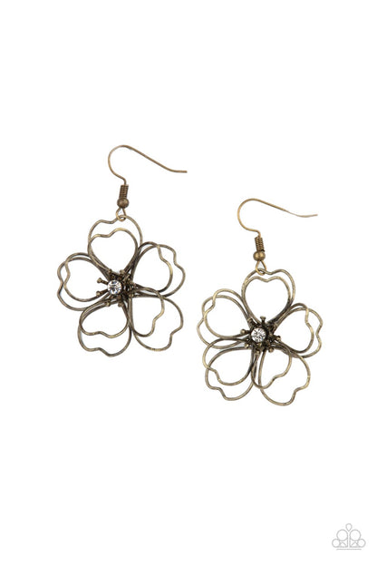 Paparazzi Petal Power - Brass Earrings. #P5WH-BRXX-135XX. Get Free Shipping!