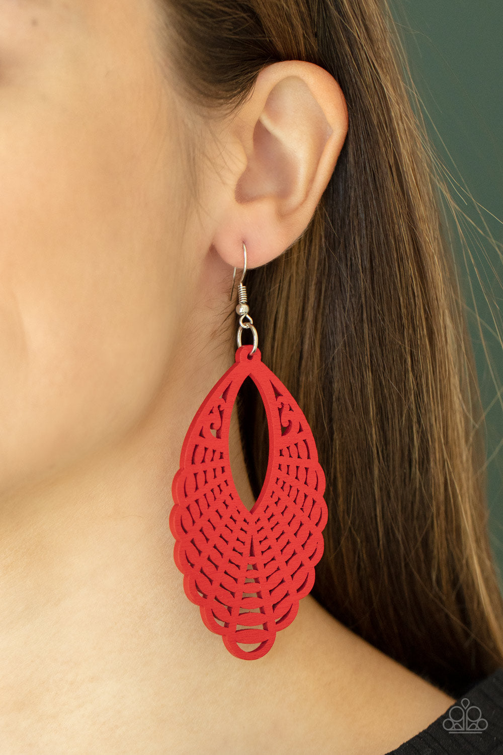 Paparazzi ​Tahiti Tankini - Red Earring. #P5SE-RDXX-177XX. Get Free Shipping