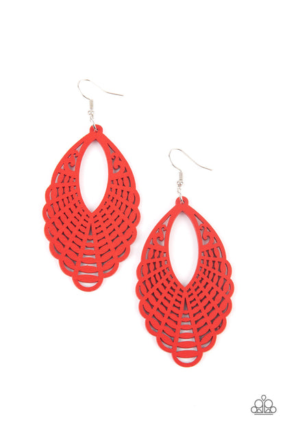 ​Tahiti Tankini - Red Wooden Earrings Paparazzi Accessories. Subscribe & Save. #P5SE-RDXX-177XX