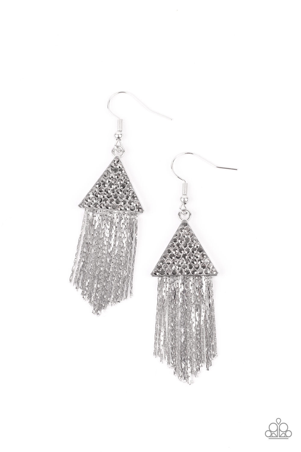 Paparazzi Earrings ~ Pyramid SHEEN - Silver