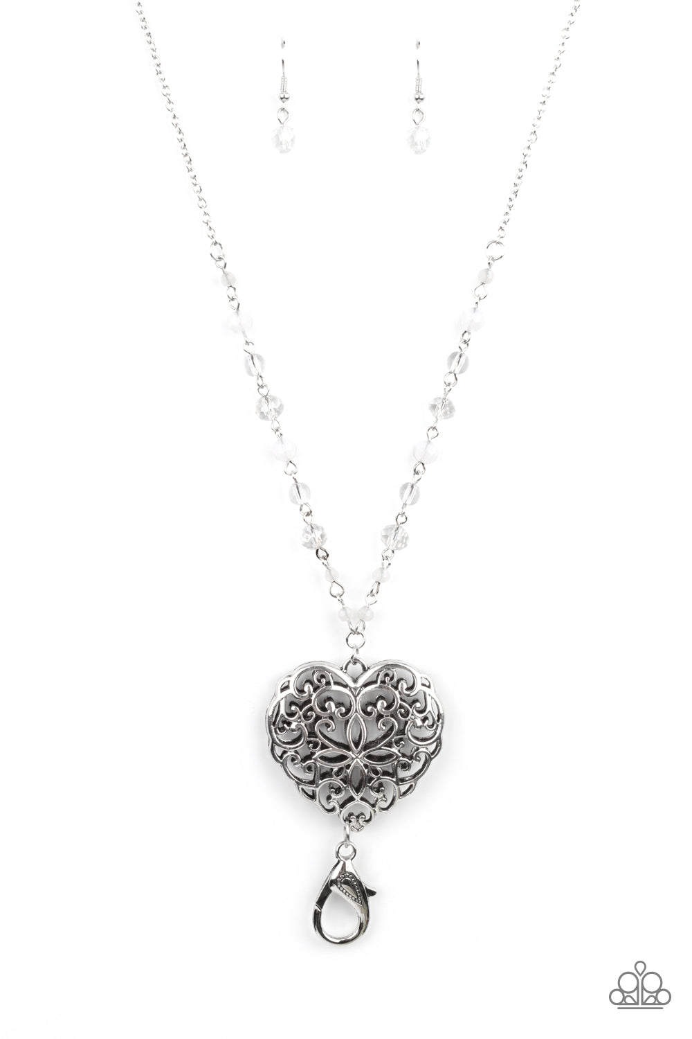 Paparazzi Doting Devotion White Heart Lanyard Necklace #P2LN-WTXX-096XX