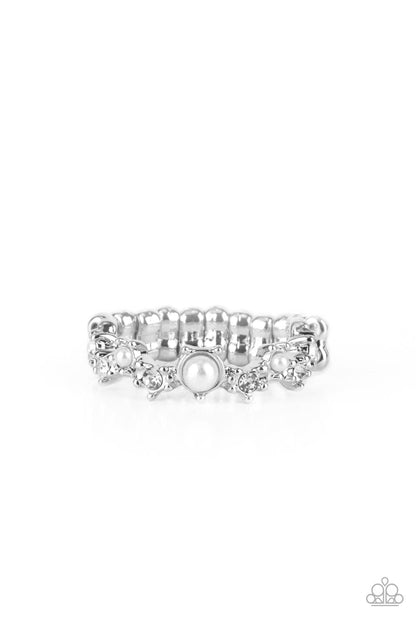 Paparazzi Blissfully Bella White Ring. #P4DA-WTXX-104XX. Get Free Shipping. Dainty white $5 jewelry