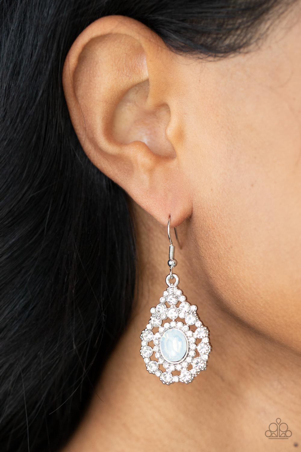 Celestial Charmer - White Earrings Paparazzi Accessories. #P5DA-WTXX-078XX. Get Free Shipping!