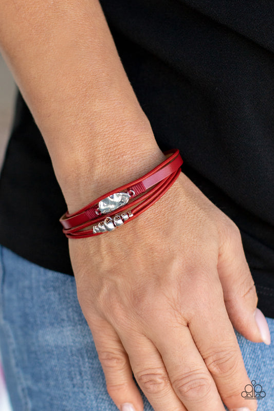 Paparazzi Tahoe Tourist - Red Bracelet. Get Free Shipping. #P9BA-RDXX-028XX