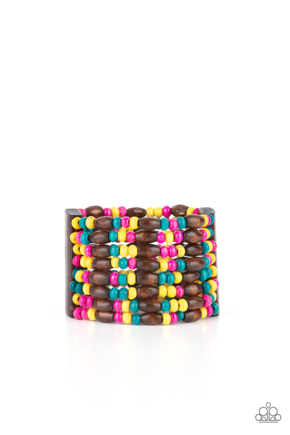 Tropical Nirvana Multi Wooden Stretchy Bracelet Paparazzi Accessories. Free Shipping.