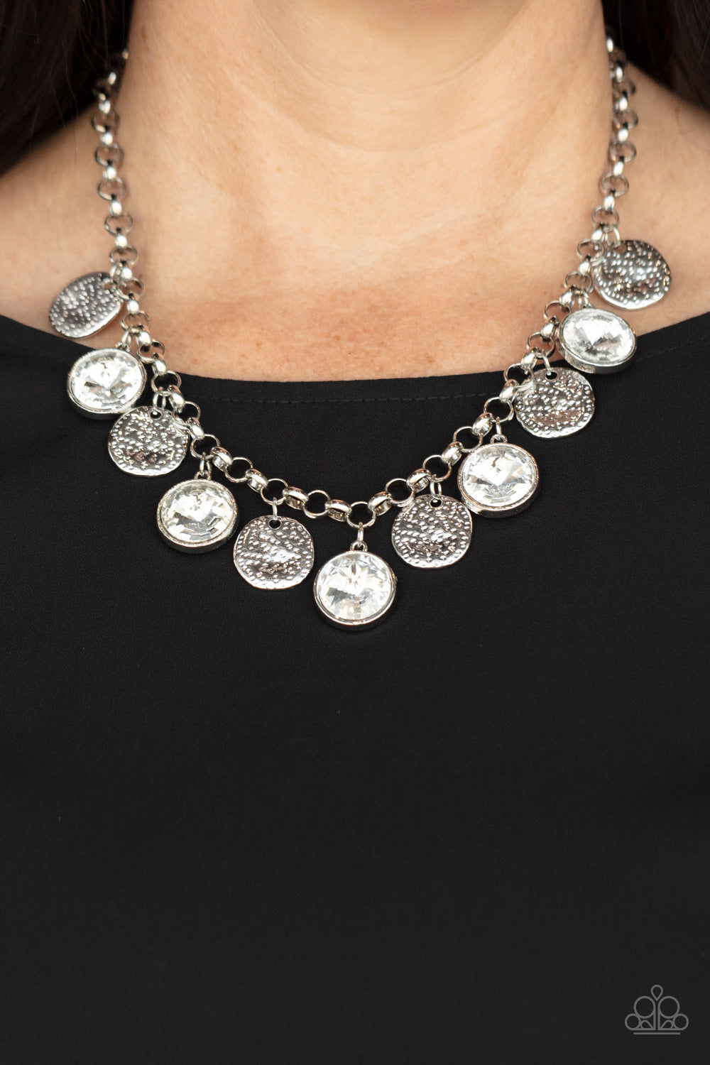 Paparazzi Necklace ~ Spot On Sparkle - White