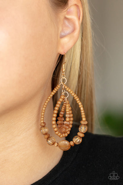 Prana Party Brown Earrings Paparazzi Accessories $5 jewellery. Get Free Shipping. #P5SE-BNXX-194XX