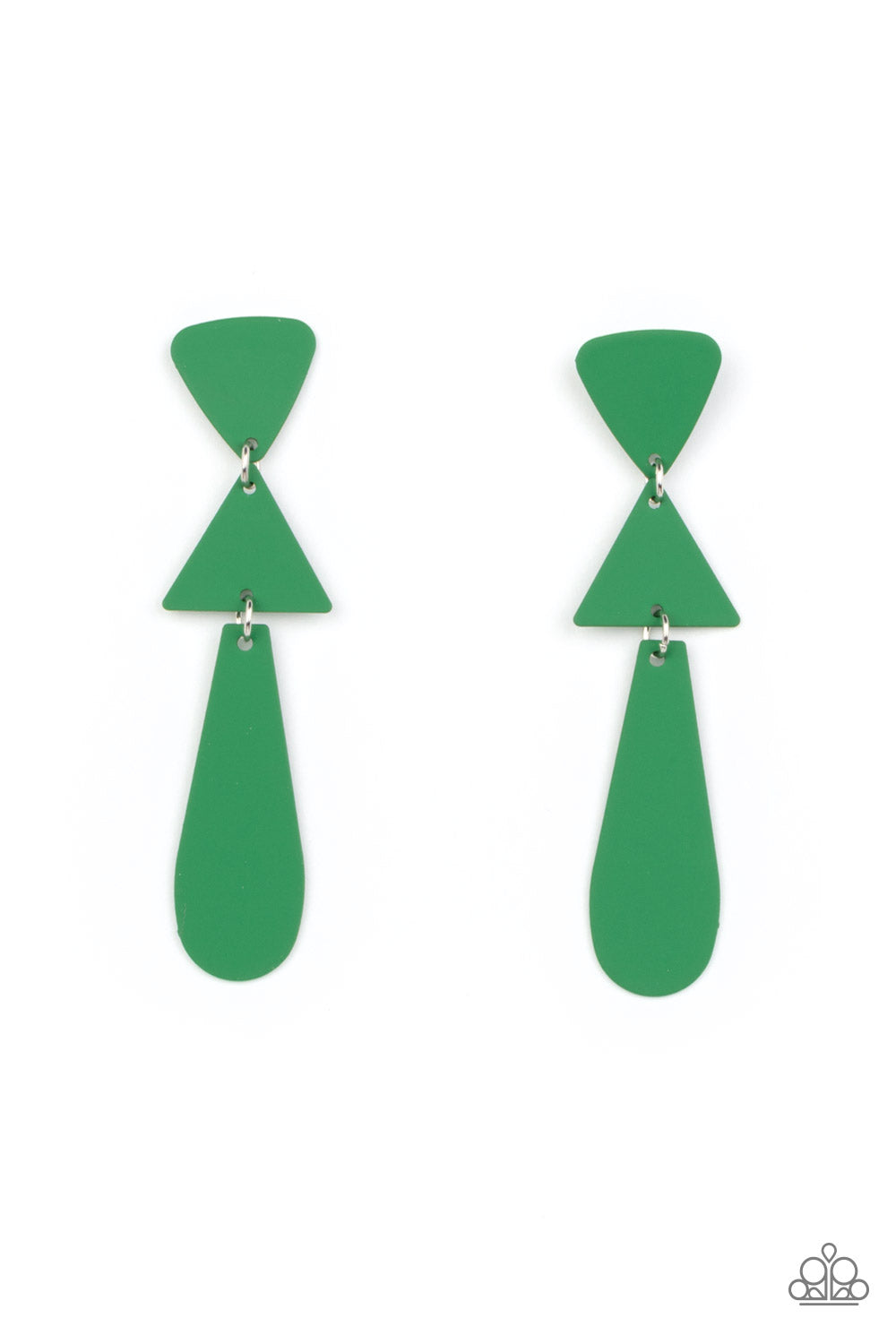 Paparazzi Retro Redux - Green Post Earrings. #P5PO-GRXX-045XX. Get Free Shipping!