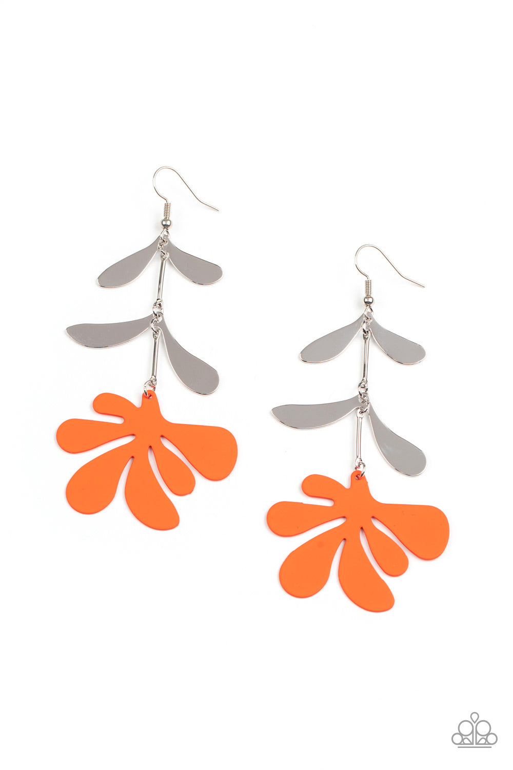 Palm Beach Bonanza Orange Palm Leaf cut-out Earrings Paparazzi Accessories. Free Shipping.