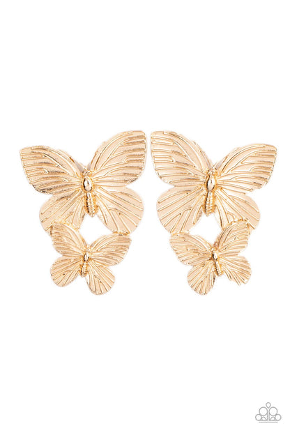 ​Paparazzi Blushing Butterflies Gold Butterfly Earrings. Get Free Shipping.#P5PO-GDXX-189XX