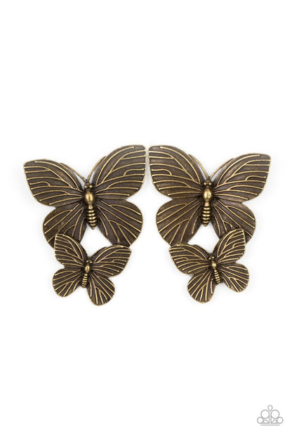 ​Blushing Butterflies Brass Post Earrings Paparazzi Accessories. Subscribe & Save. #P5PO-BRXX-060XX