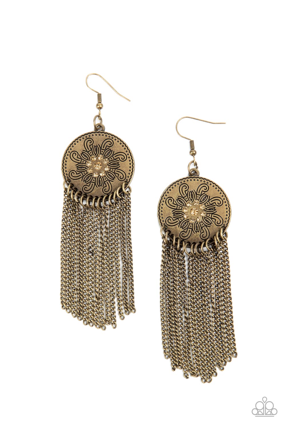 Paparazzi Fringe Control - Brass Earrings. #P5WH-BRXX-146XX. Get Free Shipping!