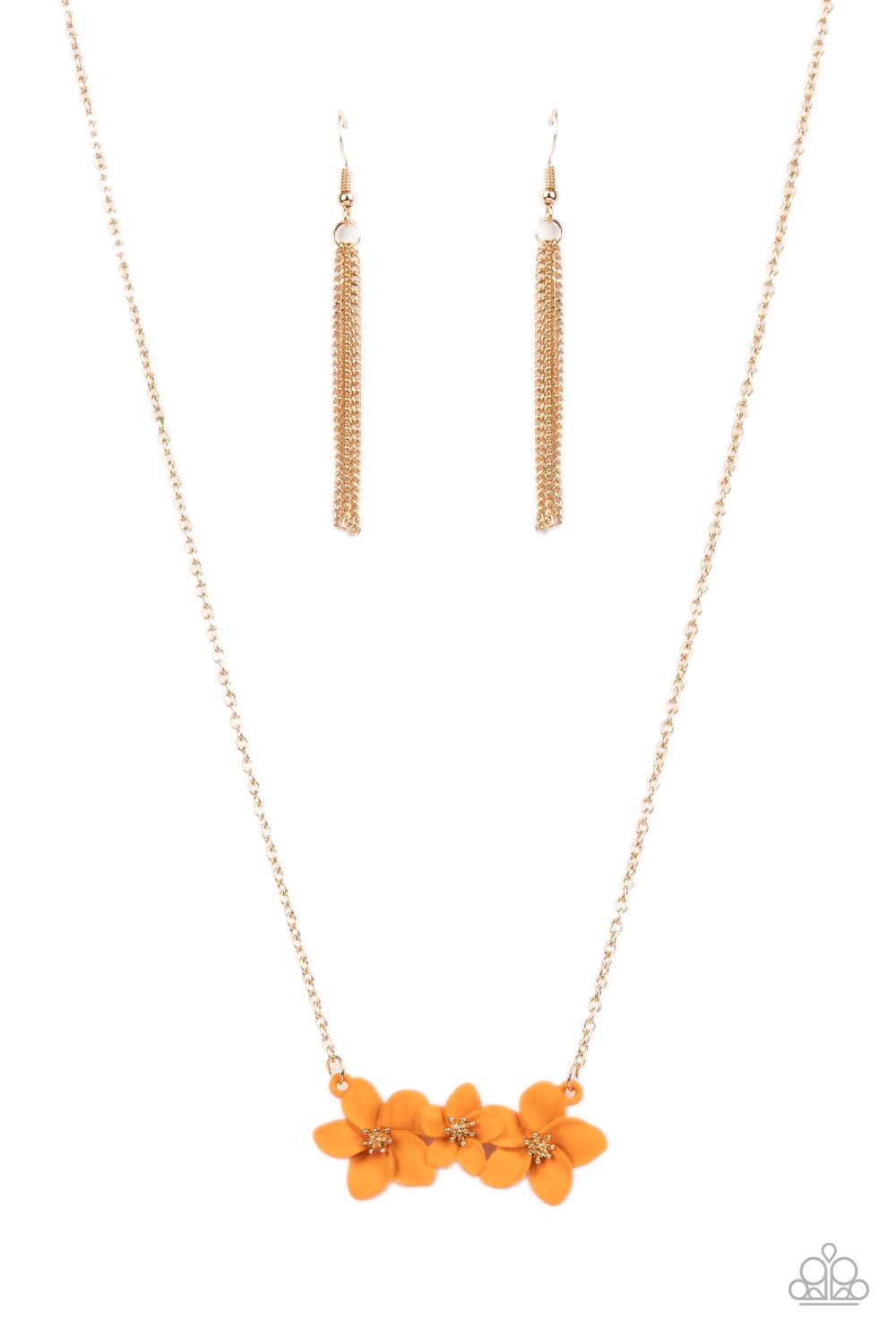 Paparazzi Petunia Picnic - Orange Necklace #P2WH-OGXX-259XX. Free Shipping