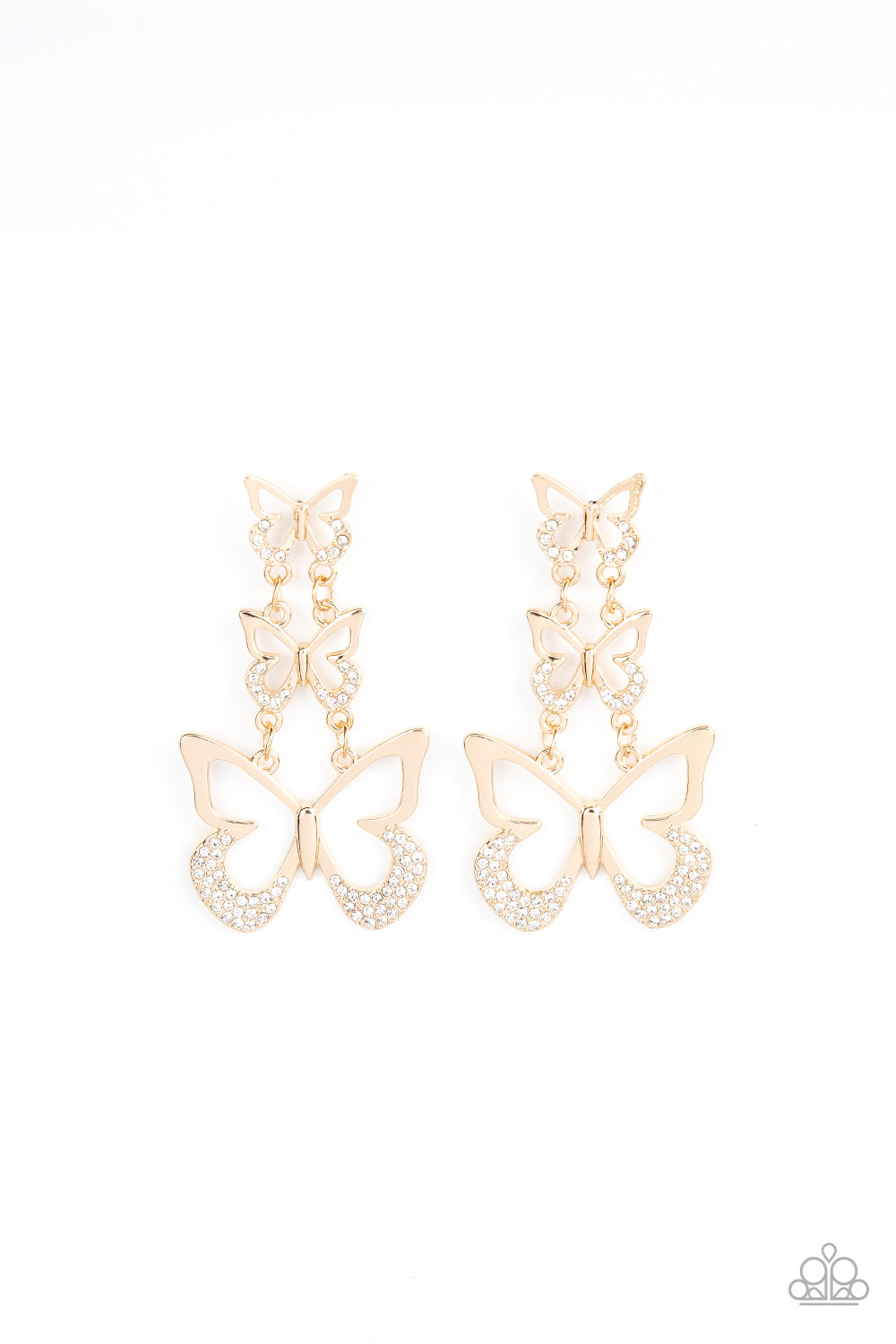 Flamboyant Flutter Gold Butterfly Earrings Paparazzi Accessories. 4-interest free payment available!