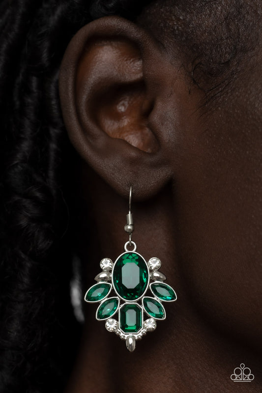 Paparazzi Glitzy Go-Getter - Green Earring. Get Free Shipping! #P5RE-GRXX-164XX