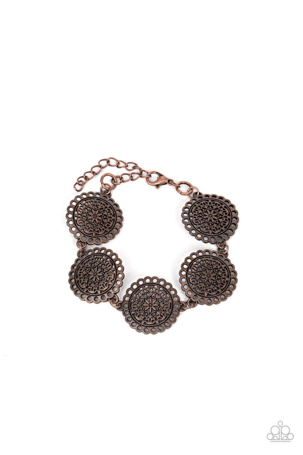 Paparazzi Garden Gate Glamour - Copper Bracelet with Clasp Closure. #P9BA-CPXX-048YK. Ships Free!