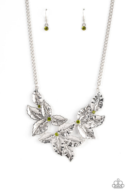 Holly Heiress Green Leaf and Bloom Necklace Paparazzi Accessories. #P2RE-GRXX-247XX. Free Shipping