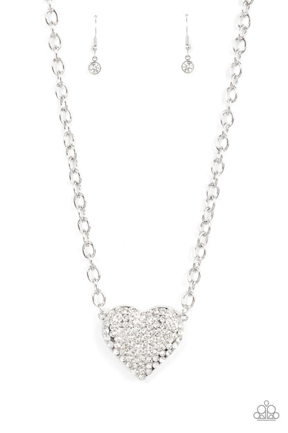 Heartbreakingly Blingy White Necklace Paparazzi Accessories Life of the party Exclusive necklace
