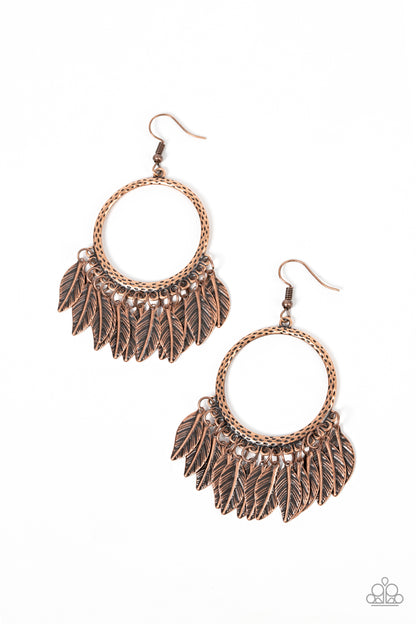 FOWL Tempered Copper Earring Paparazzi Accessories. Subscribe & Save. Hammered | Earthy Hoop 