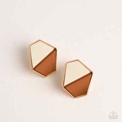 Generically Geometric Brown Earring Paparazzi $5 Jewelry. Get Free Shipping. #P5PO-BNXX-037XX