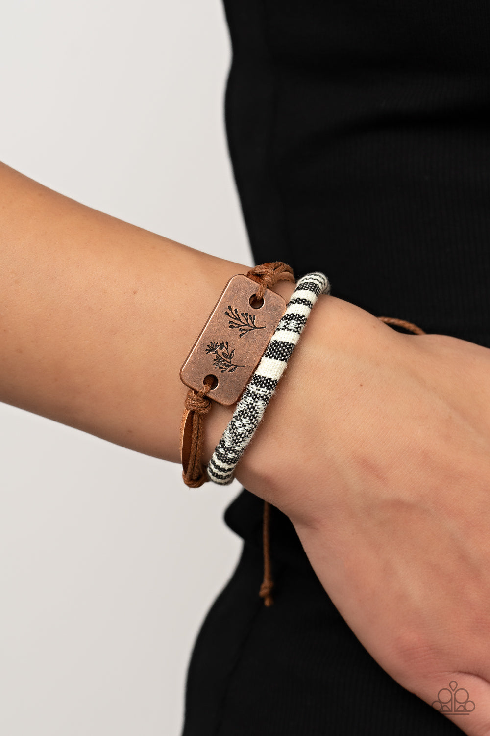 Paparazzi Poncho Paradise - Black and Copper Urban Bracelet. #P9UR-BKXX-539XX. Subscribe & Save