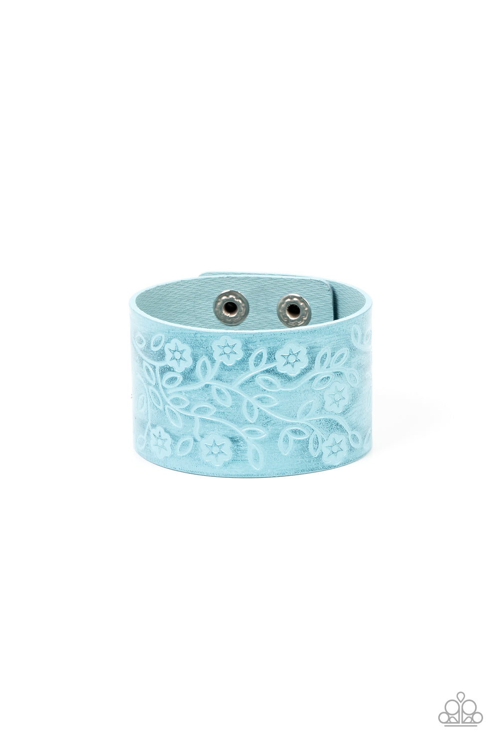 Rosy Wrap Up - Blue Leather Band Bracelet Paparazzi Accessories. Get Free Shipping. #P9UR-BLXX-204XX