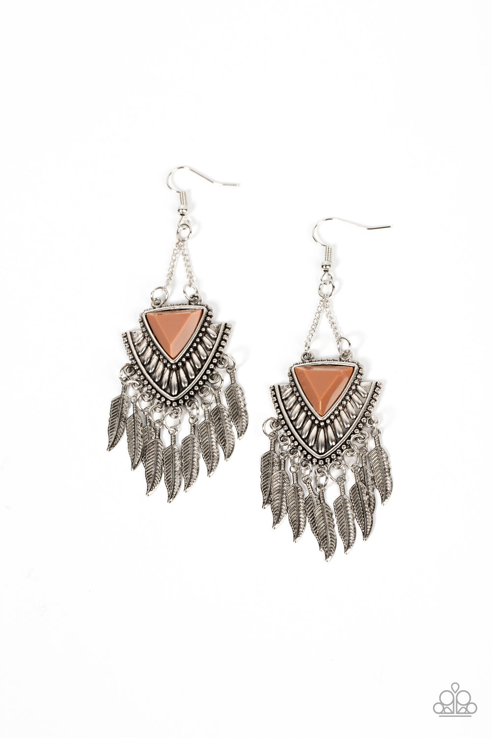 Shady Oasis Brown Earrings Paparazzi jewelry. Fishhook affordable earrings. #P5SE-BNXX-190XX. 