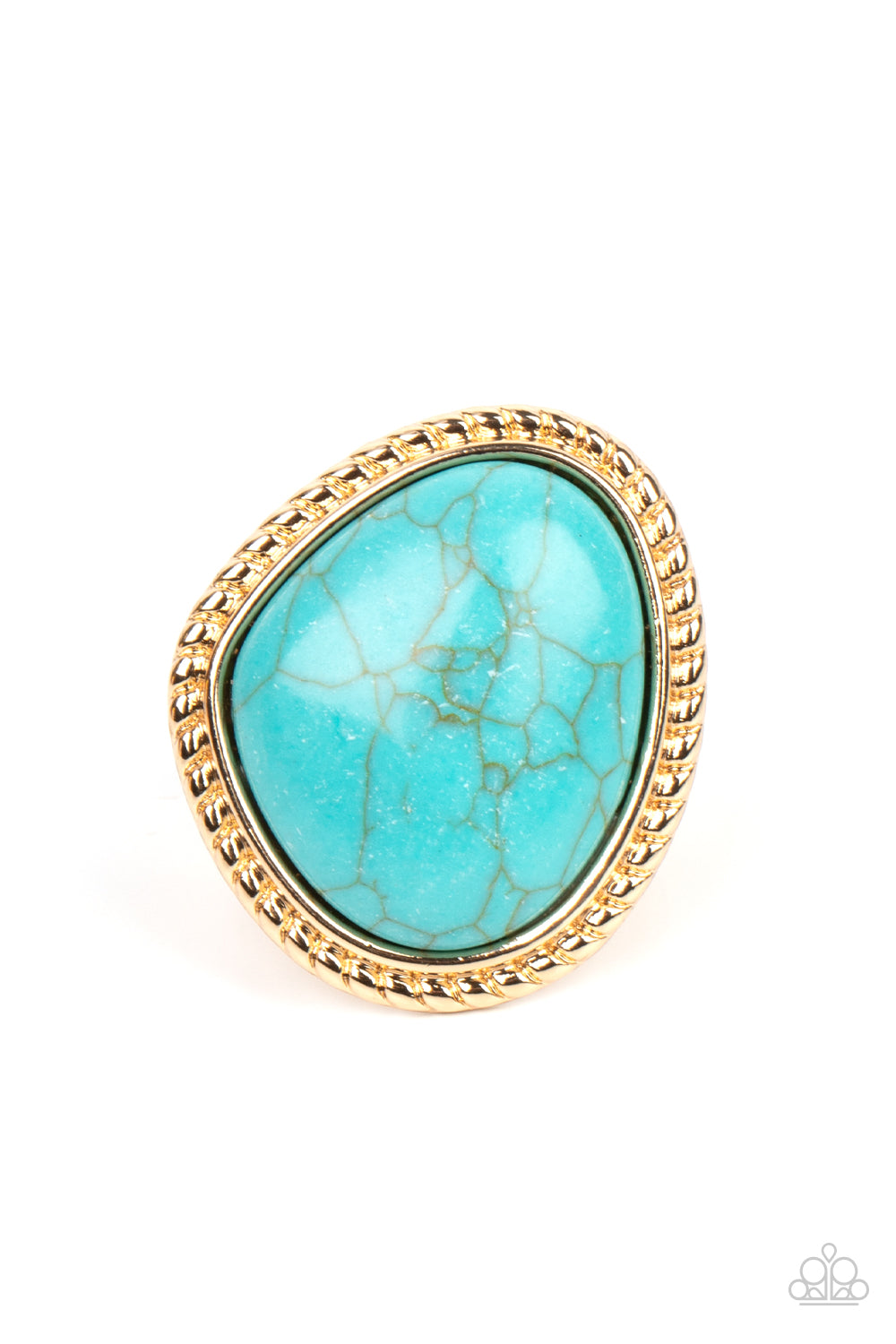 Paparazzi Take the High RODEO - Gold and Turquoise Blue Stone Ring. #P4SE-GDXX-046XX