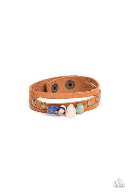 Paparazzi Creek Cache Leather Snap Closure Brass Bracelet. Get Free Shipping. #P9UR-BRXX-062XX