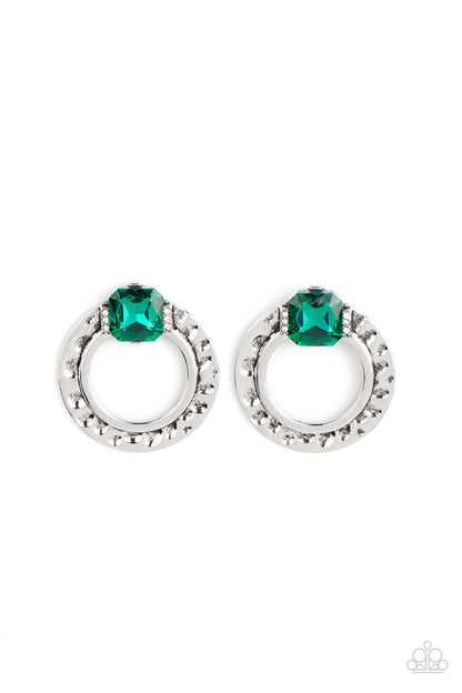 Smoldering Scintillation Green Post Earrings Paparazzi Accessories. Free Shipping. #P5PO-GRXX-048XX