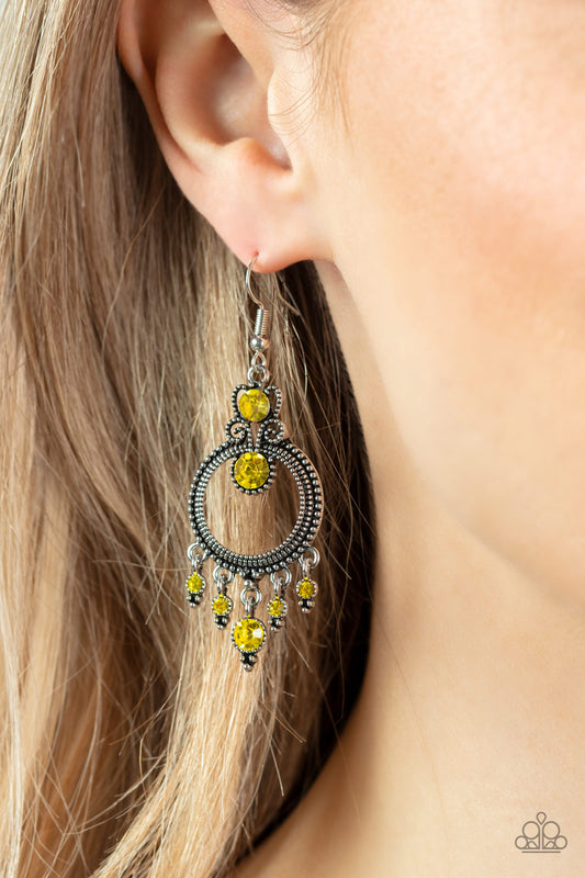 Paparazzi Palace Politics Yellow Earrings. Get Free Shipping. #P5RE-YWXX-046XX. Dainty earring