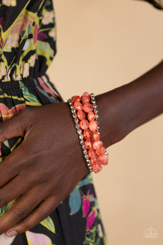 Seaside Siesta Orange Bracelets Paparazzi Accessories. #P9SE-OGXX-191GF. Get Free Shipping. 