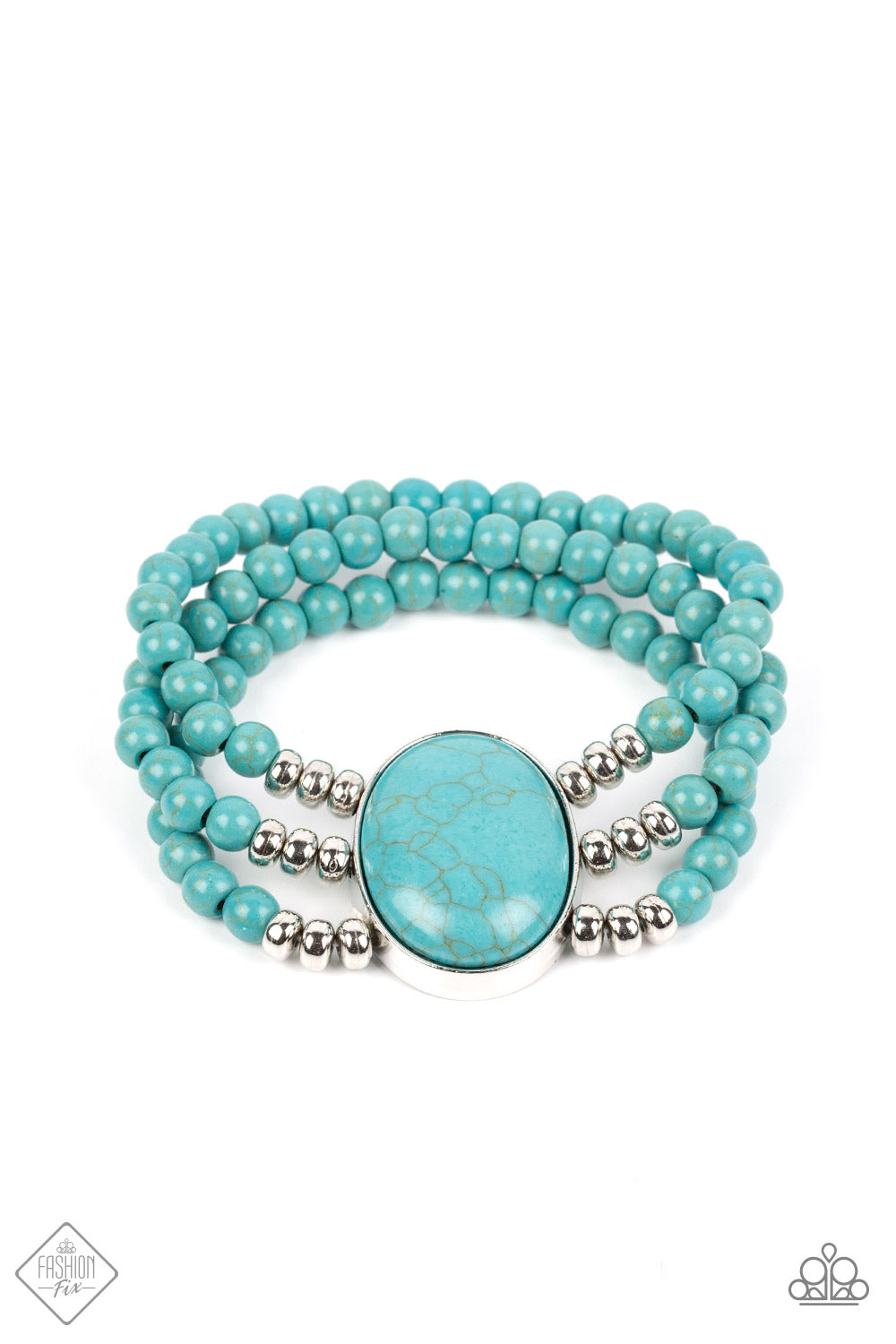 Stone Pools Turquoise Blue Stone Stretchy Bracelets Paparazzi Accessories. #P9SE-BLXX-426IK