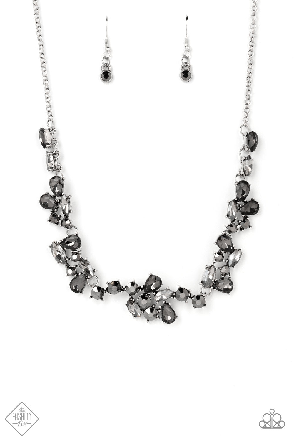 Welcome to the Ice Age Silver Smoky Necklace Paparazzi Accessories. #P2ED-SVXX-224IZ