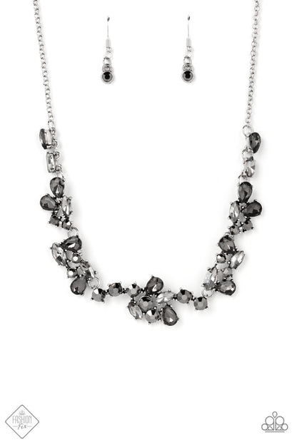 Welcome to the Ice Age Silver Smoky Necklace Paparazzi Accessories. #P2ED-SVXX-224IZ