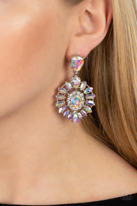 My Good LUXE Charm Multi Iridescent Post Earrings Paparazzi Accessories.  #P5PO-MTXX-088XX