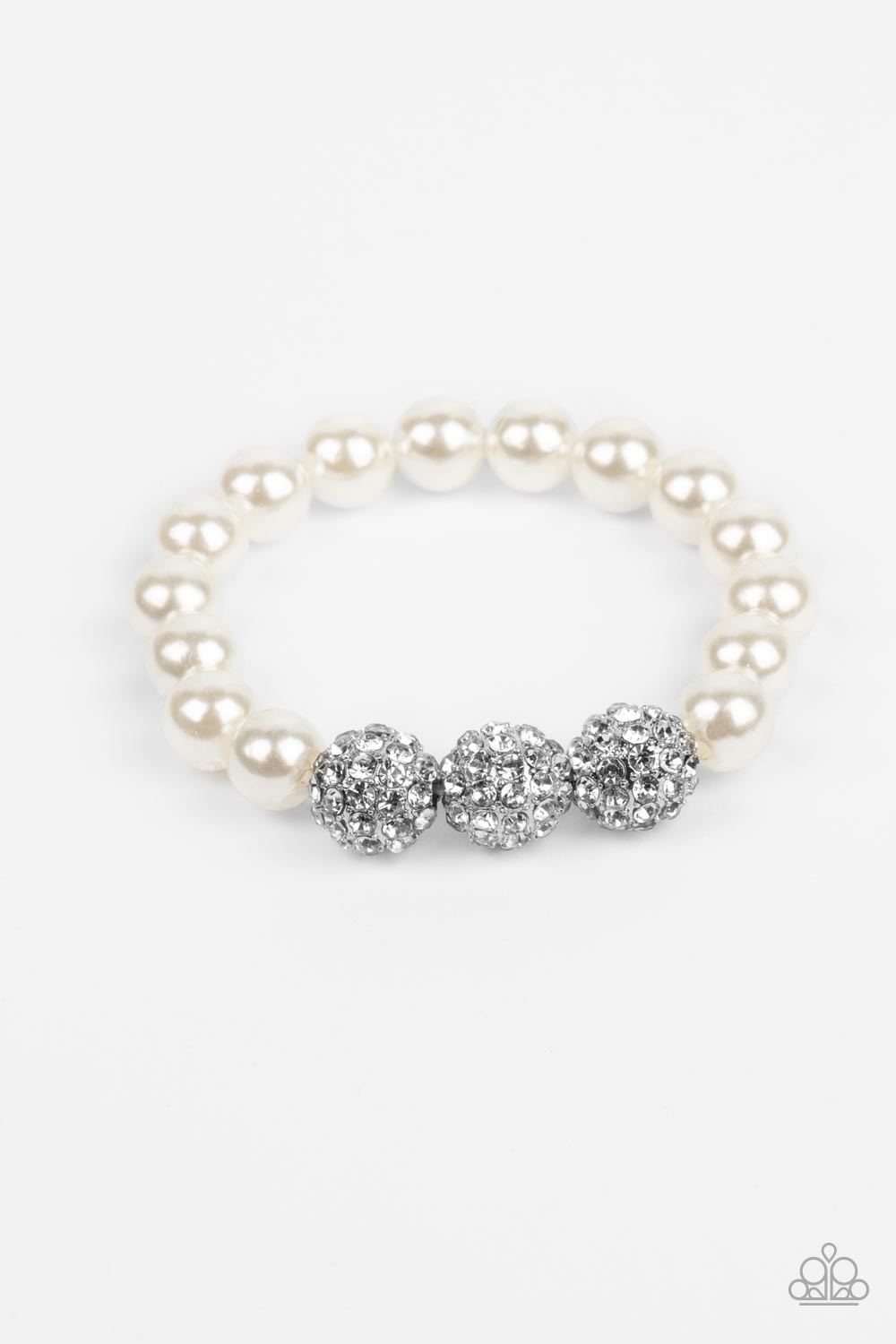 Breathtaking Ball White Bracelet Paparazzi Accessories. Get Free Shipping. #P9RE-WTXX-525XX