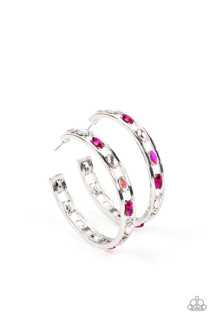 The Gem Fairy Pink Hoop Earrings Paparazzi Accessories. Dainty Pink hoop. #P5HO-PKXX-047XX