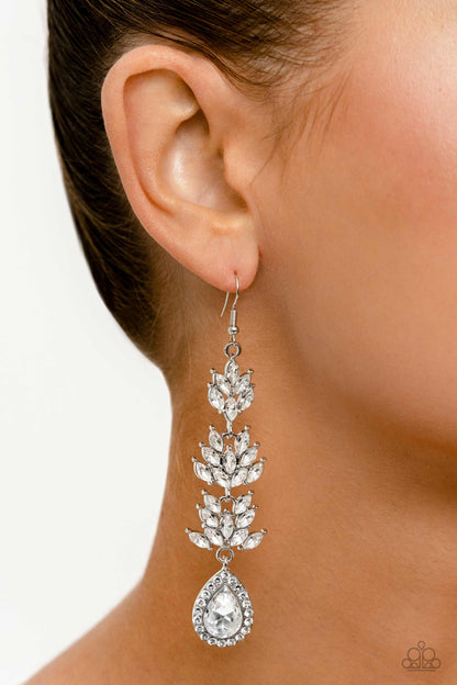 Paparazzi Water Lily Whimsy White Rhinestone Earring. Get Free Shipping. #P5ST-WTXX-064XX