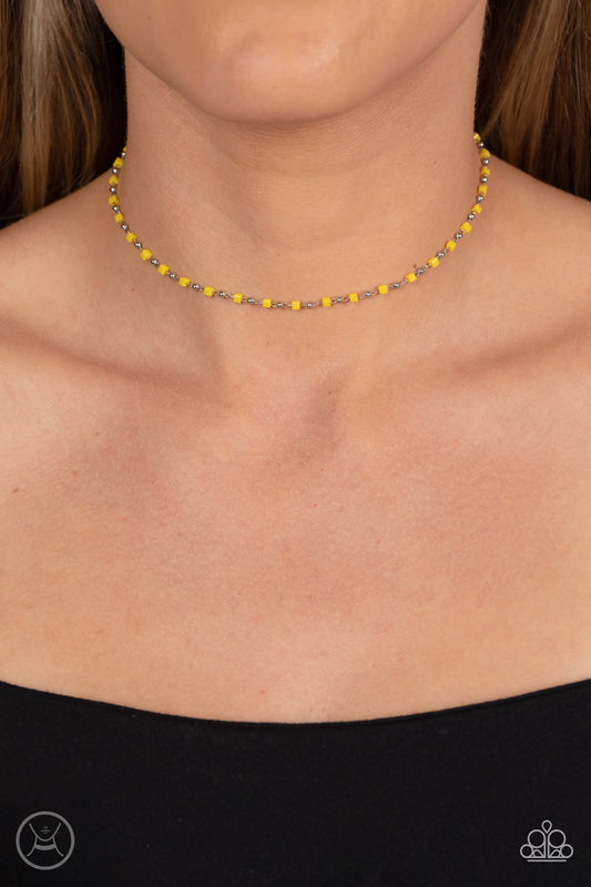 Paparazzi Neon Lights Yellow Choker Necklace