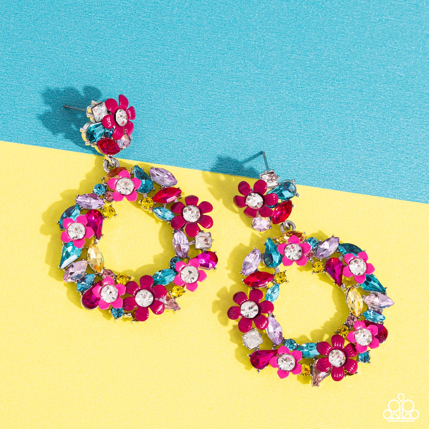 Paparazzi Wreathed in Wildflowers Multi $5 Earrings. #P5PO-MTXX-111XX. Floral earrings. Orchid