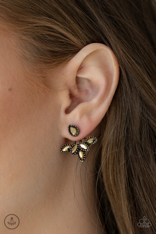 Paparazzi A Force To BEAM Reckoned With Brass Earrings. #P5PO-BRXX-040XX. Get Free Shipping