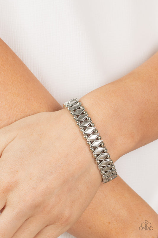 Paparazzi Abstract Advisory Silver Dainty Stretchy Bracelet. Get Free Shipping!