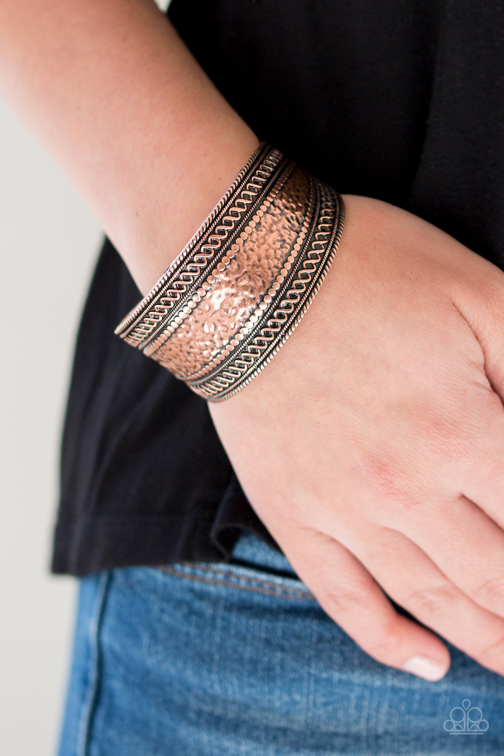 Adobe Adventure Copper Tribal Inspired Cuff Bracelet Paparazzi Accessories. #P9SE-CPXX-086XX